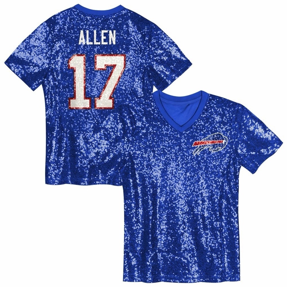 Josh Allen Buffalo Bills NFL Youth Girls XL Sparkle Jersey (Fits Women's S/M)